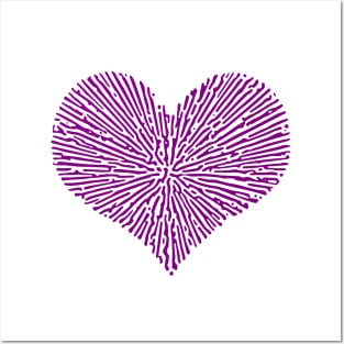 Turing Pattern Sunburst Love Heart (Purple) Posters and Art